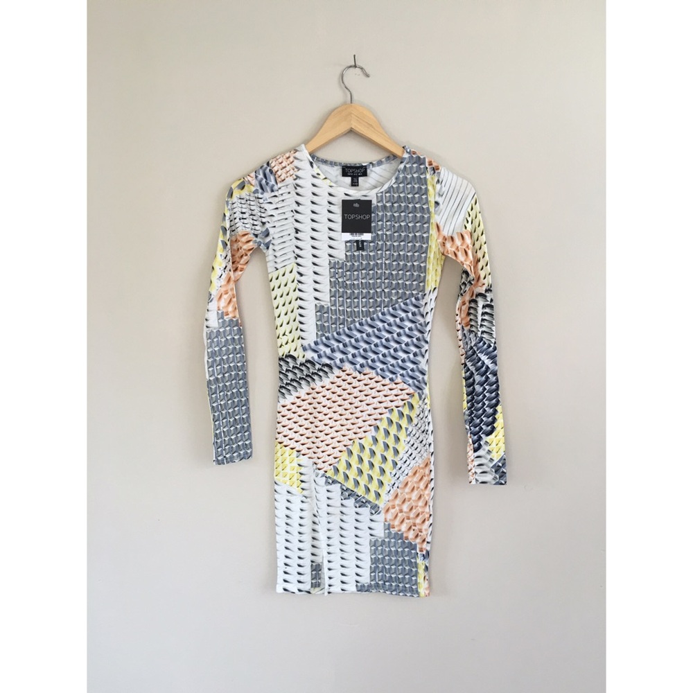 👑HP👑 Top shop Bodycon geometric mini dress XS 0